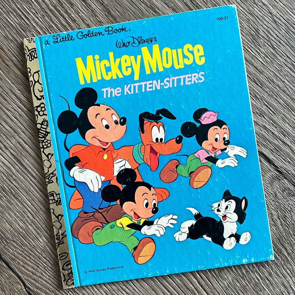 VINTAGE Walt Disney’s Mickey Mouse The Kitten-Sitters a Little Golden Book 1981